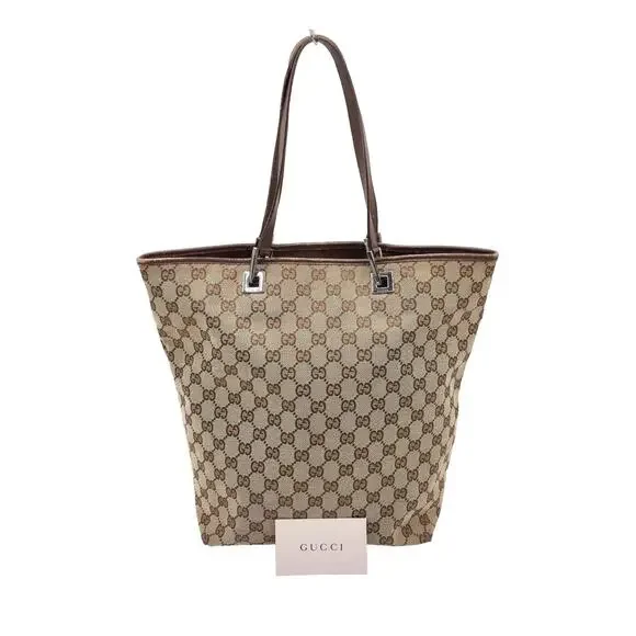 Auth Gucci GG Beige Canvas Leather 31243 Tote Bag - Picture 12 of 16